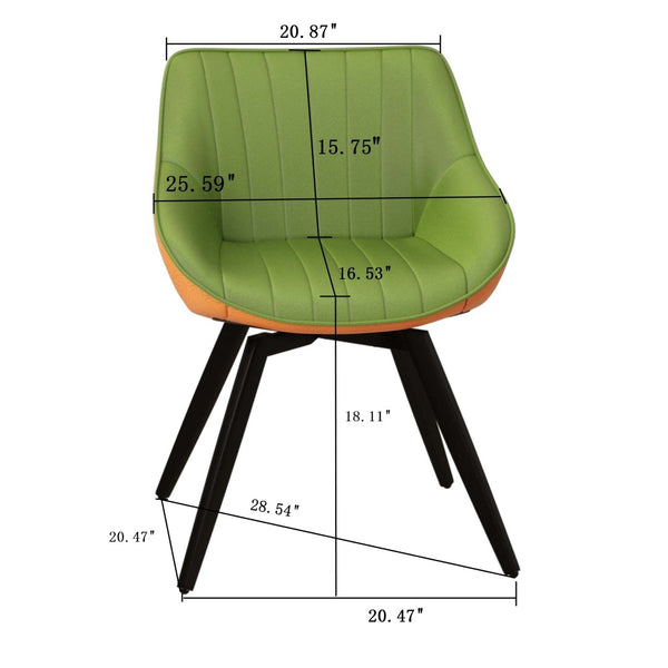 English Elm 29.53 Inch Round Mdf Dining Set with Storage Base Pu Chairs and Black Metal Legs Green,Walnut W2189S00844