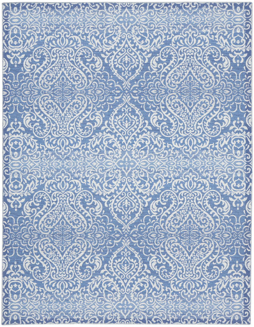 Homeroots 8' X 10' Blue Floral Distressed Washable Area Rug  Polyester 479753