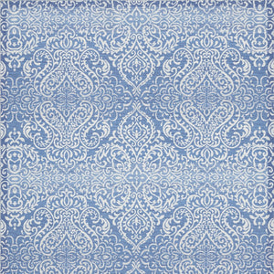 Homeroots 8' X 10' Blue Floral Distressed Washable Area Rug  Polyester 479753