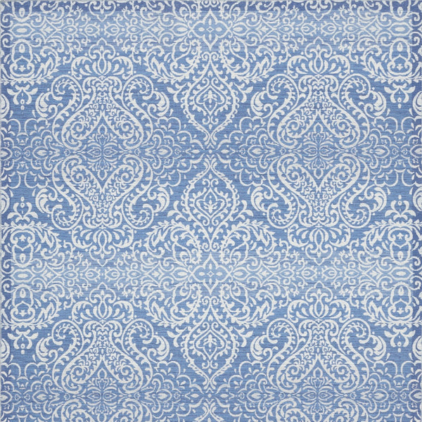 Homeroots 8' X 10' Blue Floral Distressed Washable Area Rug  Polyester 479753