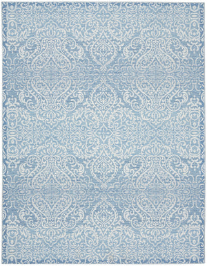 Homeroots 8' X 10' Blue Floral Distressed Washable Area Rug  Polyester 479755