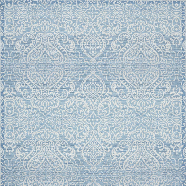 Homeroots 8' X 10' Blue Floral Distressed Washable Area Rug  Polyester 479755