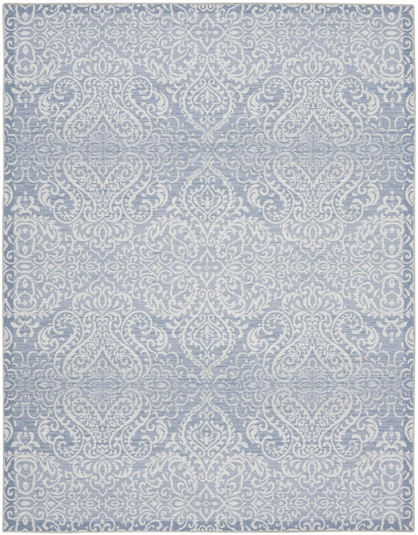 Homeroots 8' X 10' Slate Damask Distressed Washable Area Rug  Polyester 479757