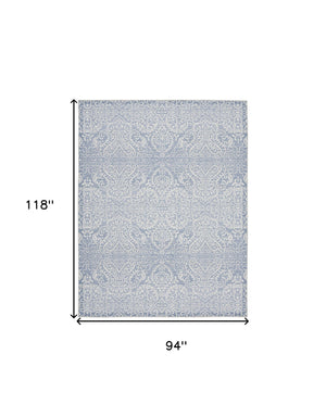 Homeroots 8' X 10' Slate Damask Distressed Washable Area Rug  Polyester 479757