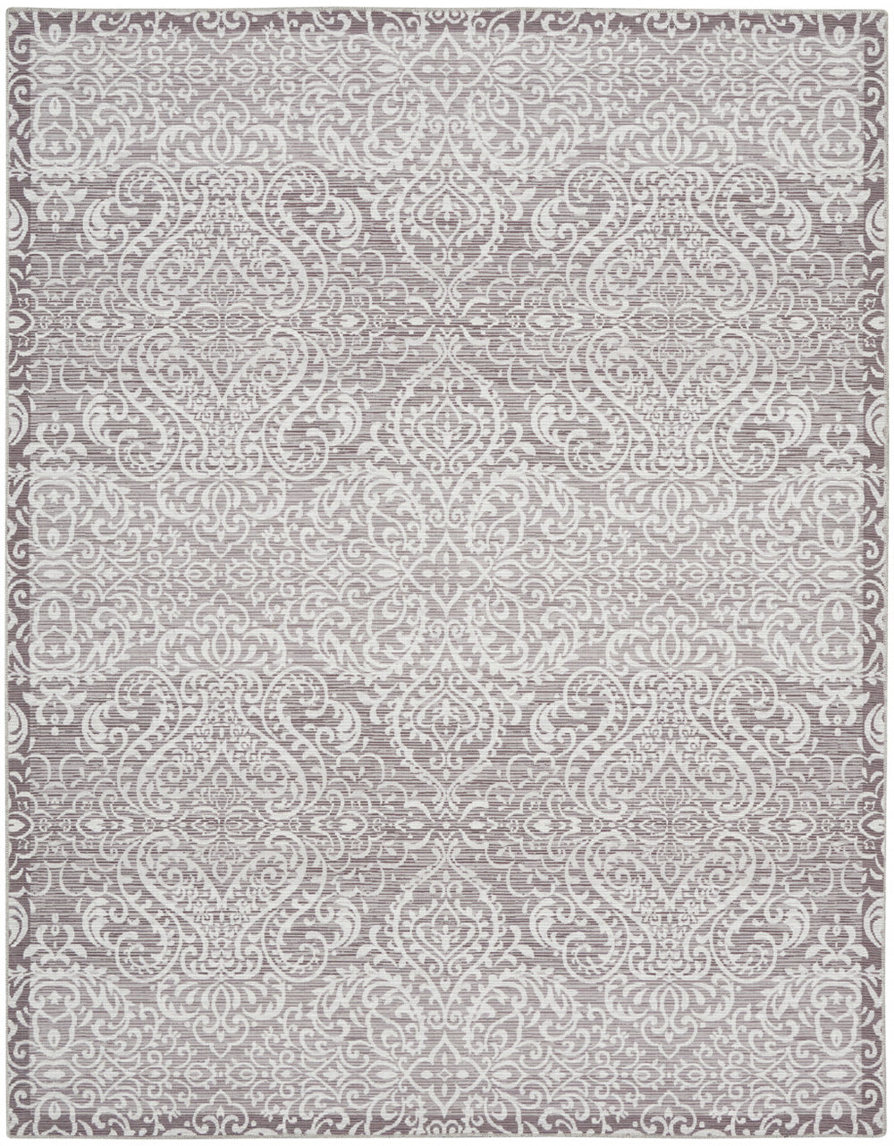 Homeroots 8' X 10' Stone Damask Distressed Washable Area Rug  Polyester 479759