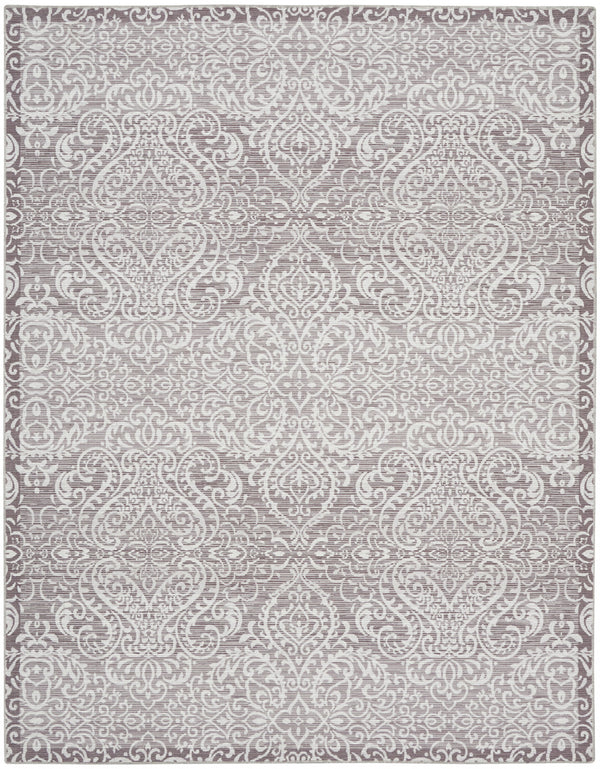 Homeroots 8' X 10' Stone Damask Distressed Washable Area Rug  Polyester 479759