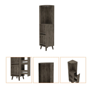 HomeRoots 73" Dark Brown Wood Corner Bar Cabinet - Stylish Storage for Bottles, Glassware & Essentials 479762