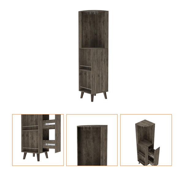 HomeRoots 73" Dark Brown Wood Corner Bar Cabinet - Stylish Storage for Bottles, Glassware & Essentials 479762