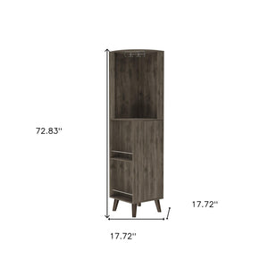 HomeRoots 73" Dark Brown Wood Corner Bar Cabinet - Stylish Storage for Bottles, Glassware & Essentials 479762