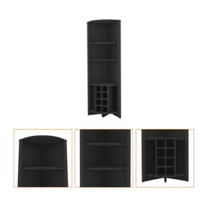 Homeroots 71" Elegant Black Wood Corner Bar Cabinet - Stylish Space Saver For Your Home With Ample Storage  Particle Board 479763