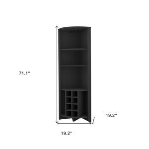 Homeroots 71" Elegant Black Wood Corner Bar Cabinet - Stylish Space Saver For Your Home With Ample Storage  Particle Board 479763