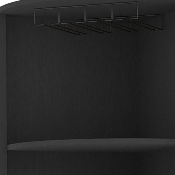 Homeroots 71" Elegant Black Wood Corner Bar Cabinet - Stylish Space Saver For Your Home With Ample Storage  Particle Board 479763