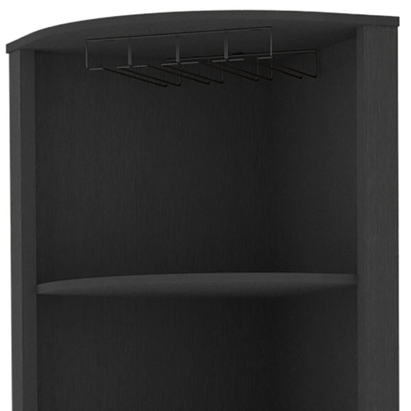 Homeroots 71" Elegant Black Wood Corner Bar Cabinet - Stylish Space Saver For Your Home With Ample Storage  Particle Board 479763