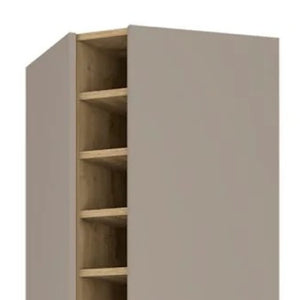 HomeRoots 72" Brown and Taupe Corner Bar Cabinet - Stylish Space-Saving Storage for Home, Office & Lounge Decor 479764
