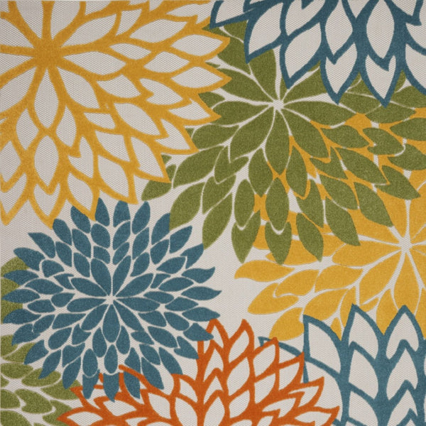 HomeRoots 12' X 15' Vibrant Blue and Yellow Tropical Area Rug - Durable, Weather-Resistant for Indoor/Outdoor Use 479767