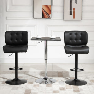 English Elm Homcom Set Of 2 Adjustable Bar Stools With Thick Cushions And Metal Footrest For Home Bars, Black W2225P217131