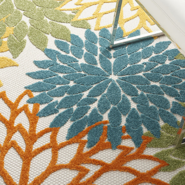 Homeroots 4' X 6' Blue And Yellow Indoor Outdoor Area Rug - Chic & Durable For Patio, Kitchen & Living Space  Polypropylene 479773