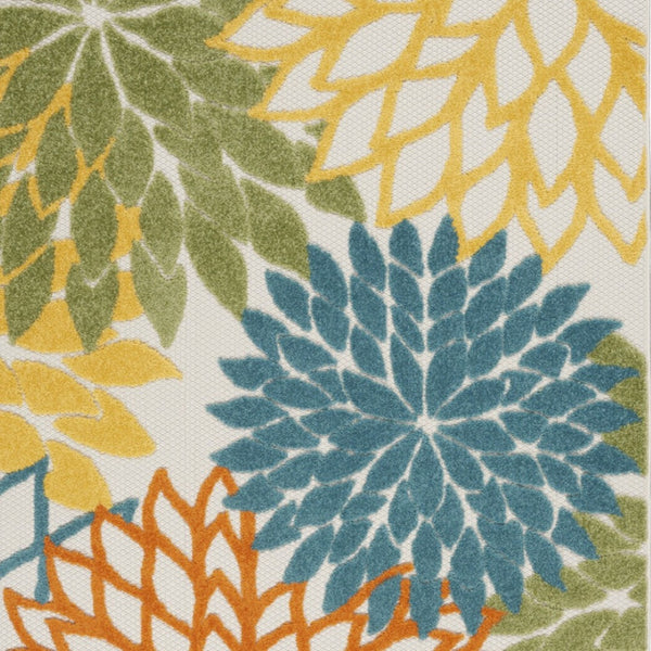 HomeRoots 5' Vibrant Blue and Yellow Indoor Outdoor Area Rug - Durable, Stain-Resistant, Stylish Comfort for All Spaces 479775