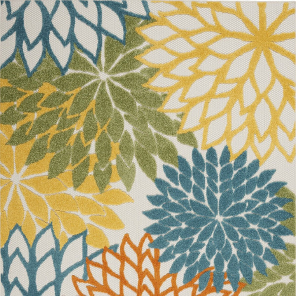 HomeRoots 5' Vibrant Blue and Yellow Indoor Outdoor Area Rug - Durable, Stain-Resistant, Stylish Comfort for All Spaces 479775