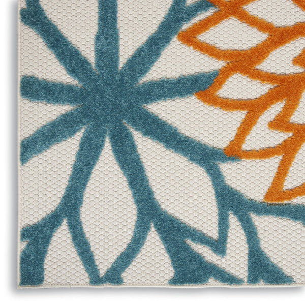 HomeRoots 5' Vibrant Blue and Yellow Indoor Outdoor Area Rug - Durable, Stain-Resistant, Stylish Comfort for All Spaces 479775