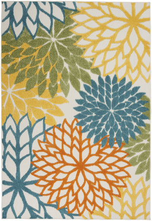 HomeRoots 5' Vibrant Blue and Yellow Indoor Outdoor Area Rug - Durable, Stain-Resistant, Stylish Comfort for All Spaces 479775