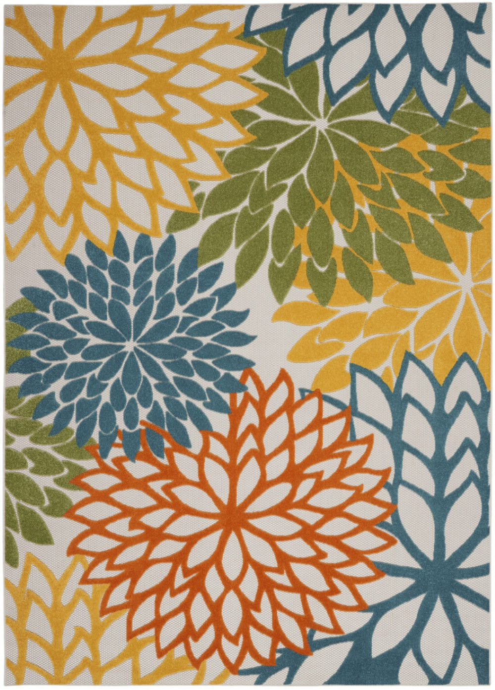 HomeRoots 8' X 11' Vibrant Blue and Yellow Area Rug – Indoor/Outdoor Floral Design for High-Traffic Spaces 479779