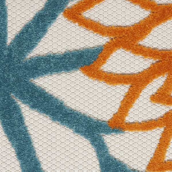 Homeroots 8' X 11' Turquoise Floral Non Skid Indoor Outdoor Area Rug  Polypropylene 479779