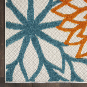 HomeRoots 9' Blue and Yellow Indoor/Outdoor Area Rug – Vibrant Floral Design, Durable, Easy-Care, Perfect for High-Traffic Areas 479780