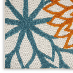 HomeRoots 9' Blue and Yellow Indoor/Outdoor Area Rug – Vibrant Floral Design, Durable, Easy-Care, Perfect for High-Traffic Areas 479780