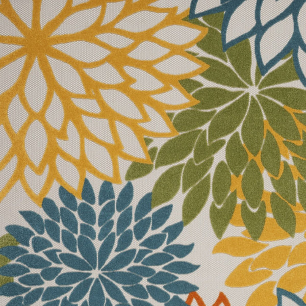 HomeRoots 10' X 13' Blue and Yellow Floral Area Rug – Durable, Low-Maintenance Indoor/Outdoor Design for Any Space 479781