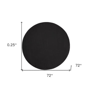 Homeroots 6' X 6' Black Round Non Skid Indoor Outdoor Area Rug  Polypropylene 479790