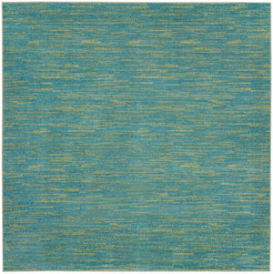 Homeroots 5' X 5' Blue And Green Square Striped Non Skid Indoor Outdoor Area Rug  Polypropylene 479794