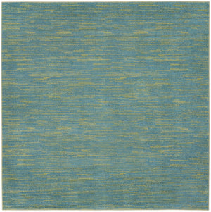Homeroots 5' X 5' Blue And Green Square Striped Non Skid Indoor Outdoor Area Rug  Polypropylene 479794
