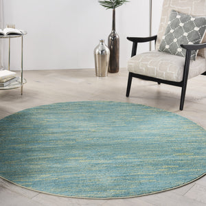 Homeroots 6' X 6' Blue And Green Round Striped Non Skid Indoor Outdoor Area Rug  Polypropylene 479795
