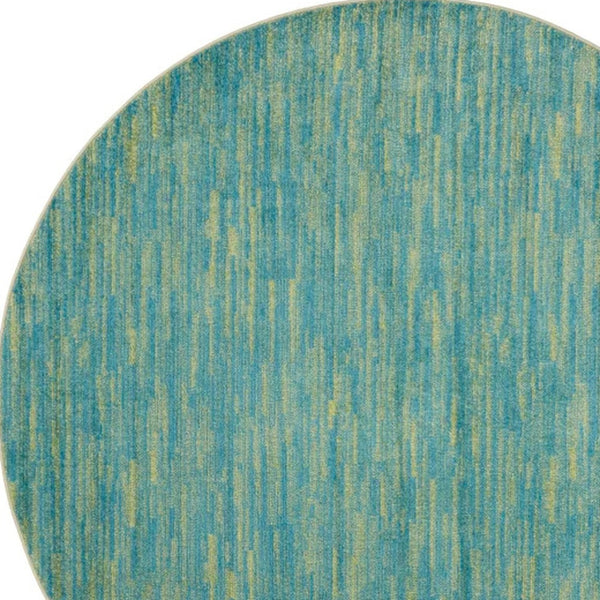 Homeroots 6' X 6' Blue And Green Round Striped Non Skid Indoor Outdoor Area Rug  Polypropylene 479795