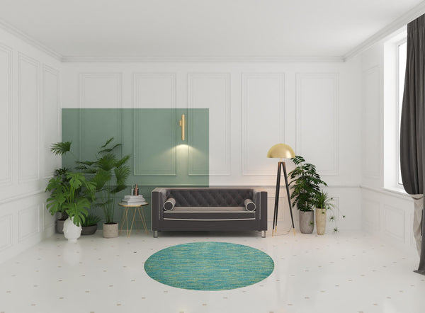 Homeroots 6' X 6' Blue And Green Round Striped Non Skid Indoor Outdoor Area Rug  Polypropylene 479795