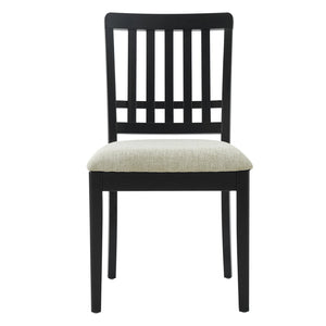 English Elm 2-piece Scandinavian Rubberwood Dining Chair Set with Curved Backrest and Padded Fabric Seat Black N752P405934B