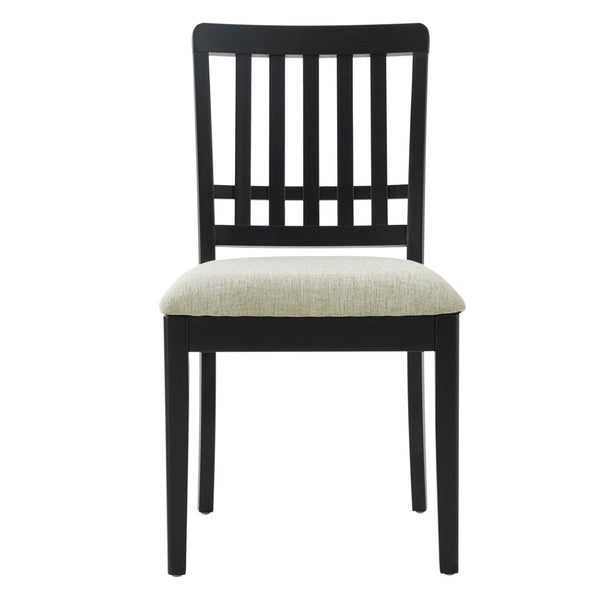 English Elm 2-piece Scandinavian Rubberwood Dining Chair Set with Curved Backrest and Padded Fabric Seat Black N752P405934B