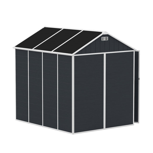 English Elm 8*7ft Outdoor Resin Storage Shed with Double Door Windows and Uv Resistant Floor W1598S00028