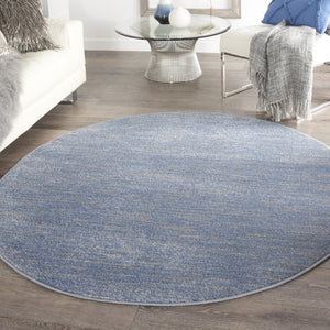 Homeroots 6' X 6' Blue And Grey Round Striped Non Skid Indoor Outdoor Area Rug  Polypropylene 479800
