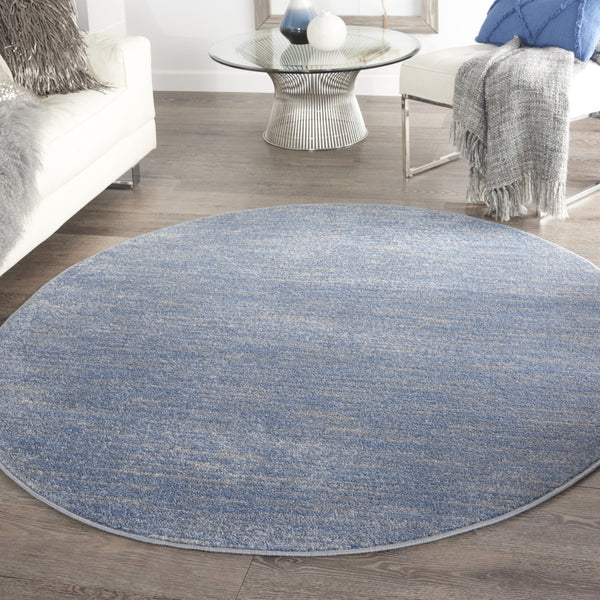 Homeroots 6' X 6' Blue And Grey Round Striped Non Skid Indoor Outdoor Area Rug  Polypropylene 479800