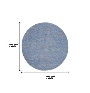 Homeroots 6' X 6' Blue And Grey Round Striped Non Skid Indoor Outdoor Area Rug  Polypropylene 479800