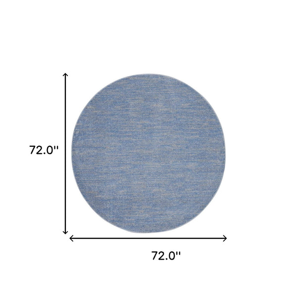 Homeroots 6' X 6' Blue And Grey Round Striped Non Skid Indoor Outdoor Area Rug  Polypropylene 479800