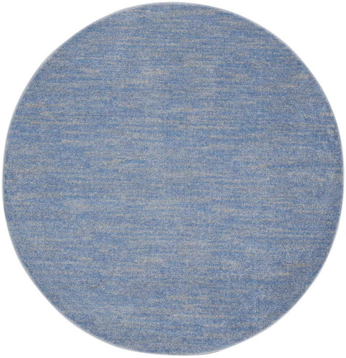 Homeroots 6' X 6' Blue And Grey Round Striped Non Skid Indoor Outdoor Area Rug  Polypropylene 479800