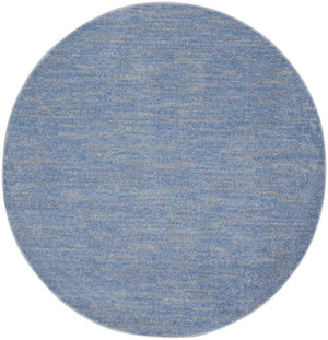 Homeroots 6' X 6' Blue And Grey Round Striped Non Skid Indoor Outdoor Area Rug  Polypropylene 479800