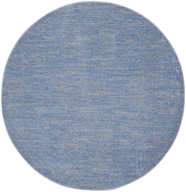 Homeroots 6' X 6' Blue And Grey Round Striped Non Skid Indoor Outdoor Area Rug  Polypropylene 479800