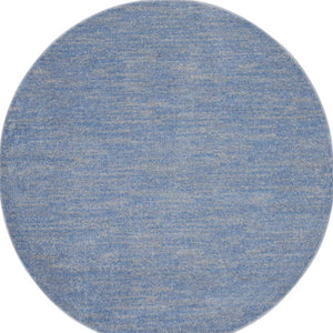 Homeroots 6' X 6' Blue And Grey Round Striped Non Skid Indoor Outdoor Area Rug  Polypropylene 479800