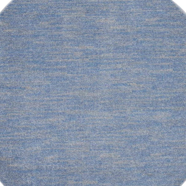 Homeroots 6' X 6' Blue And Grey Round Striped Non Skid Indoor Outdoor Area Rug  Polypropylene 479800