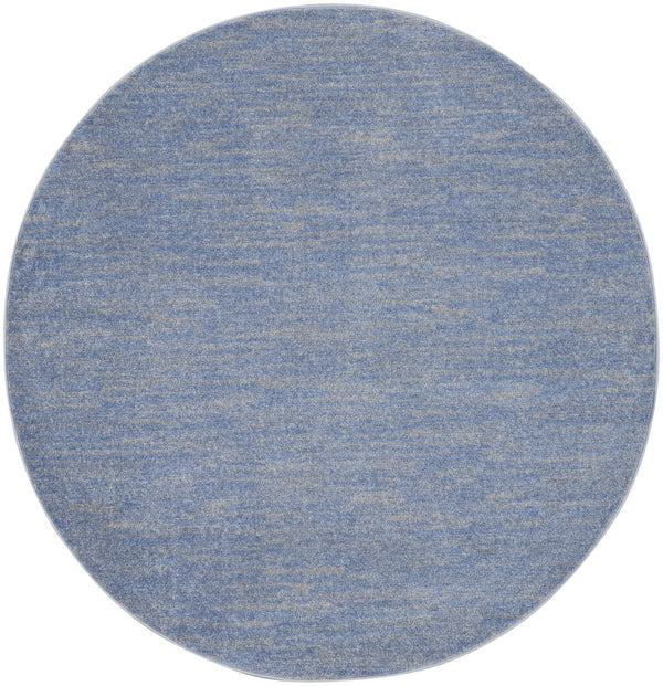 Homeroots 6' X 6' Blue And Grey Round Striped Non Skid Indoor Outdoor Area Rug  Polypropylene 479800