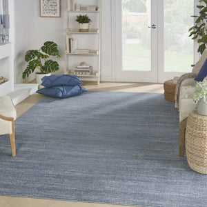 Homeroots 9' X 12' Blue And Grey Striped Non Skid Indoor Outdoor Area Rug  Polypropylene 479801
